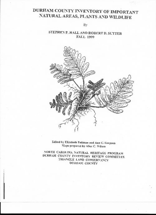 cover of report - durham county inventory of important natural areas, plants, and wildlife