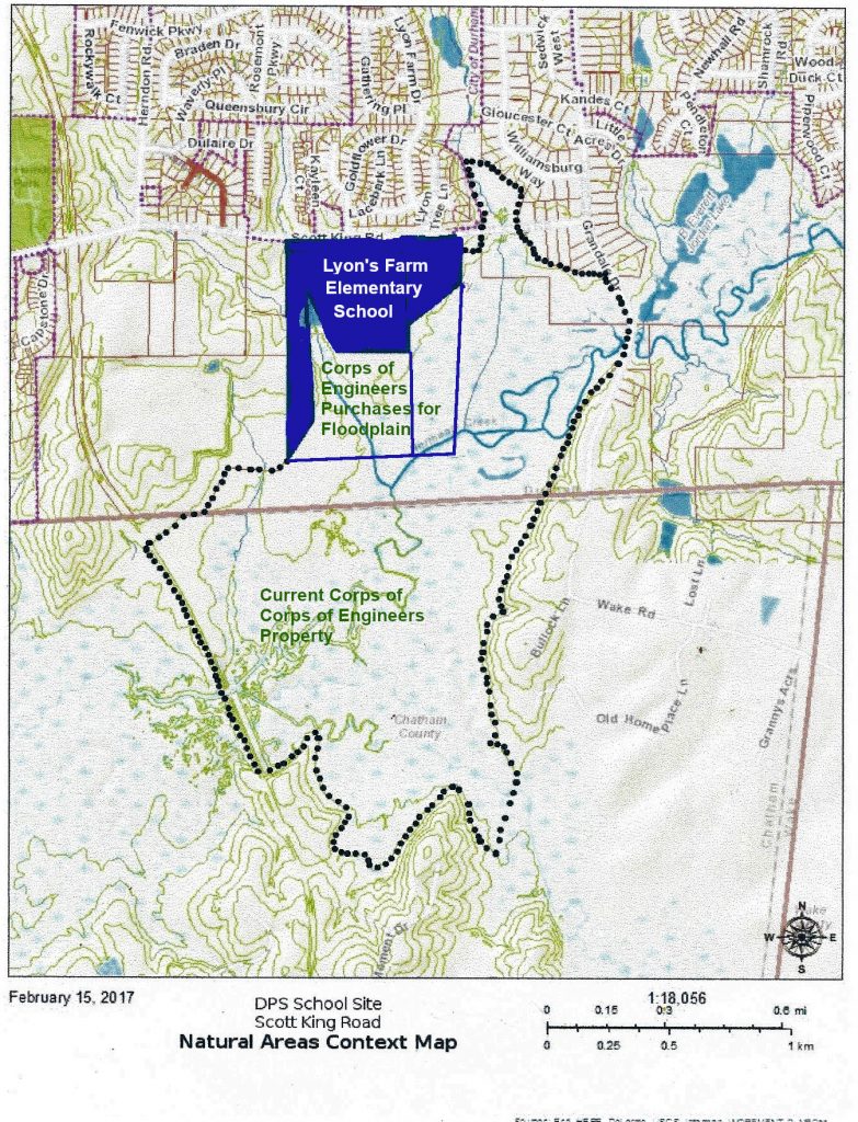 map of natural heritage inventory area behind lyon's farm elementary school