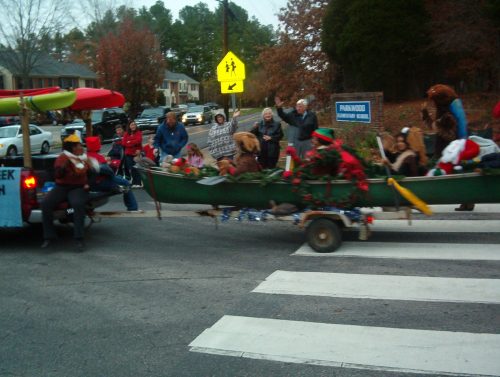 canoe as float - Parkwood Christmas Parade 2006